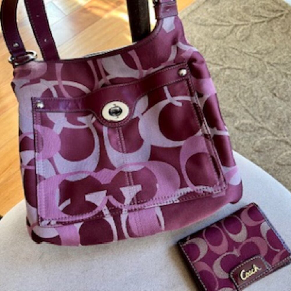 Coach burgundy purse with wallet